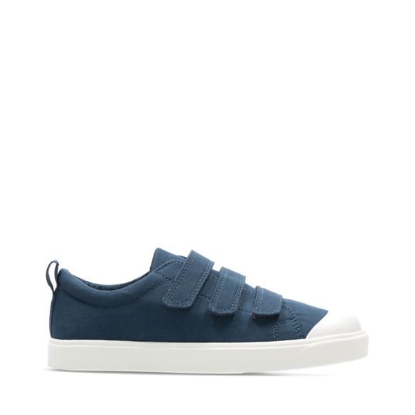 Clarks Girls City Flare Lo Kid Canvas Navy | CA-1806574